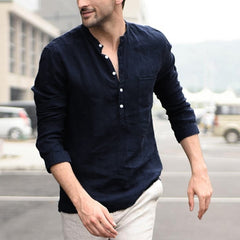 Plaid Collar Tops Turn Down Men Shirts