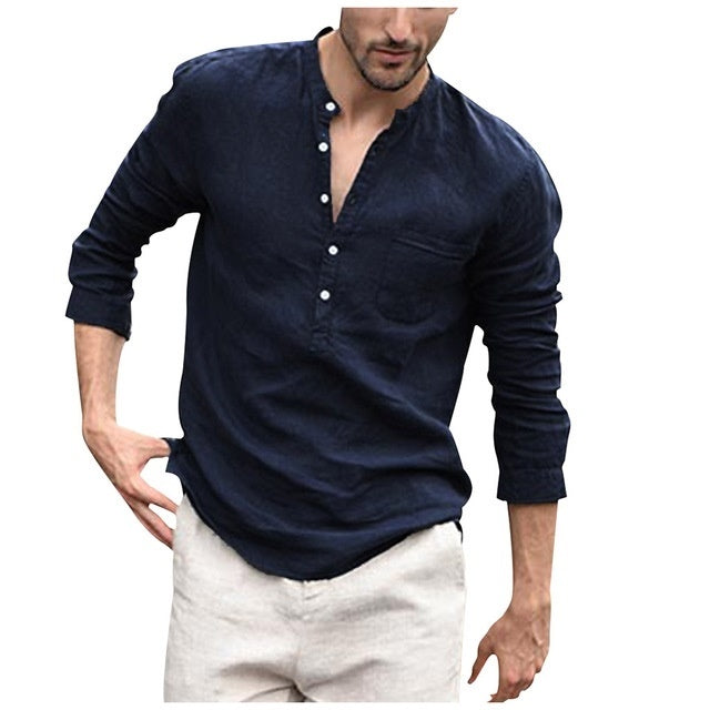 Plaid Collar Tops Turn Down Men Shirts