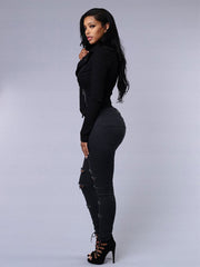 High Quality Women Casual Hole Jeans High Waist Skinny Pant Pencil Jeans Ripped Sexy Female Girls Trousers Denim Jeans