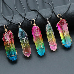 Stone Crystal Pillar Tree Necklace