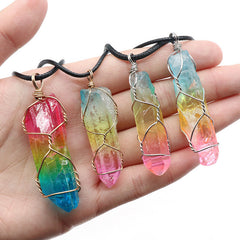 Stone Crystal Pillar Tree Necklace