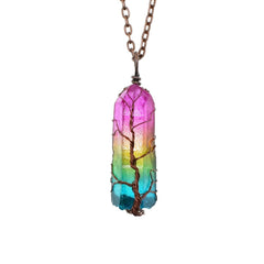 Stone Crystal Pillar Tree Necklace