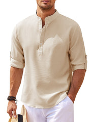 Men's Casual Shirt Long Sleeve Stand Collar