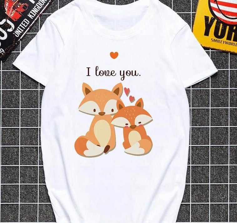 Cute fox printed T shirt Women Harajuku