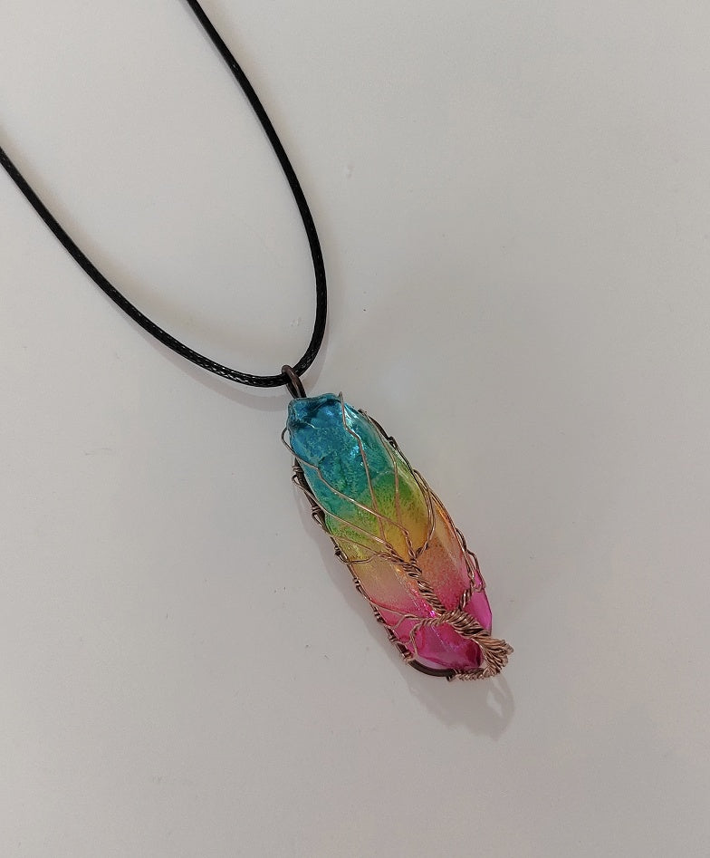 Stone Crystal Pillar Tree Necklace