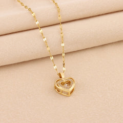 Rhinestones Titanium Steel Love Necklace