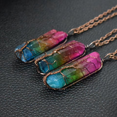 Stone Crystal Pillar Tree Necklace