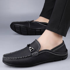 Extra Large Casual Leather Shoes Leather Widened Gommino