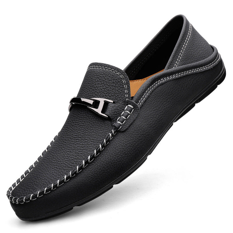 Extra Large Casual Leather Shoes Leather Widened Gommino