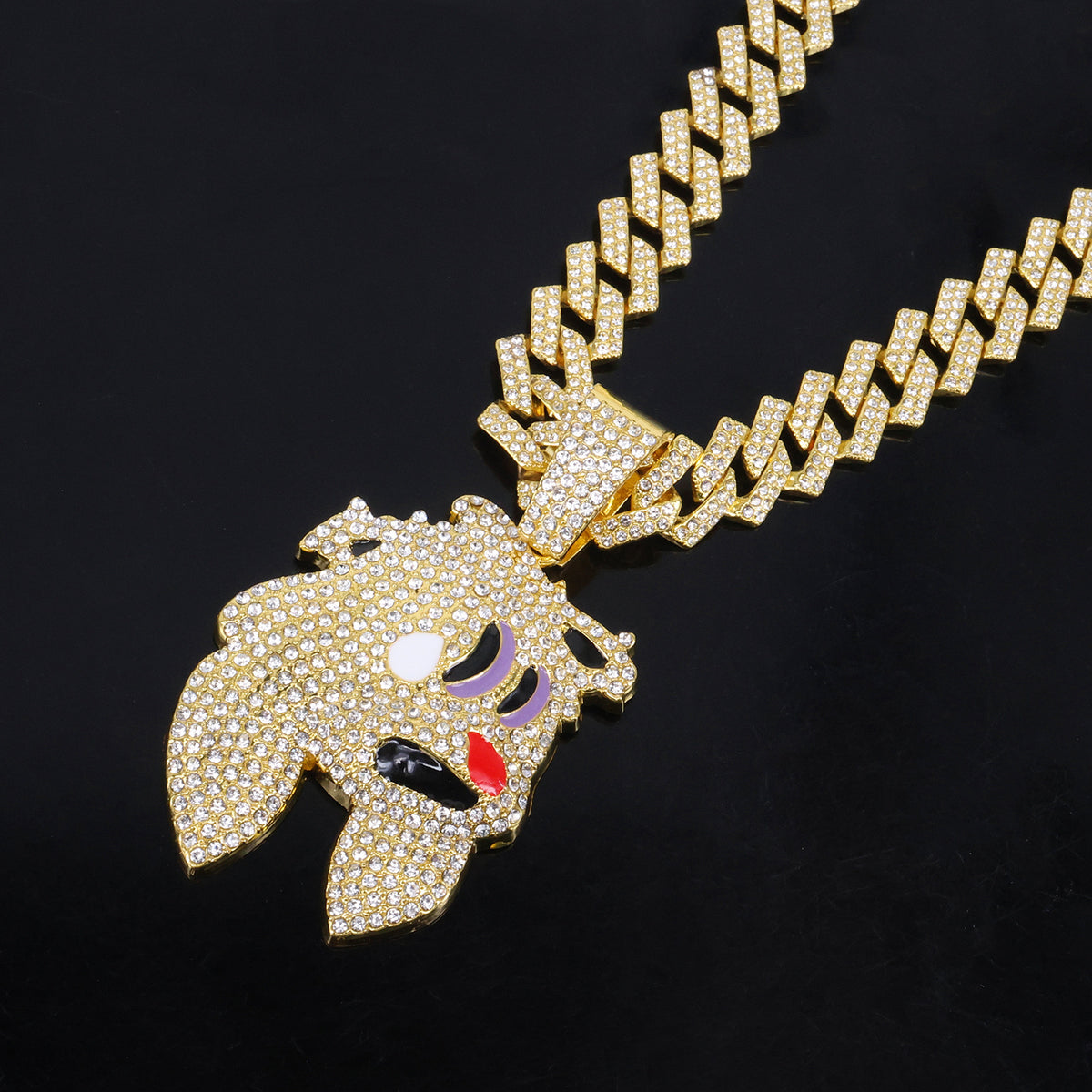 Jewelry Fashion Magic Hat Rabbit Head Pendant Necklace High-grade Cuban Chain