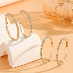1 Pair European And American Zircon Inlaid Princess Style Large Earrings For Women, Worn At Daily Parties, Wedding Jewelry, Birthday Gifts
