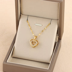 Rhinestones Titanium Steel Love Necklace